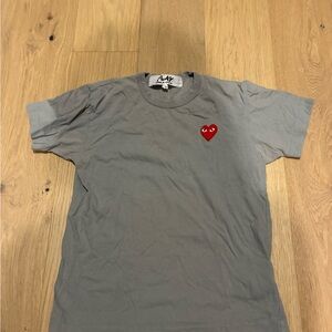 Comme des Garcons Gray Tee with Red Heart
